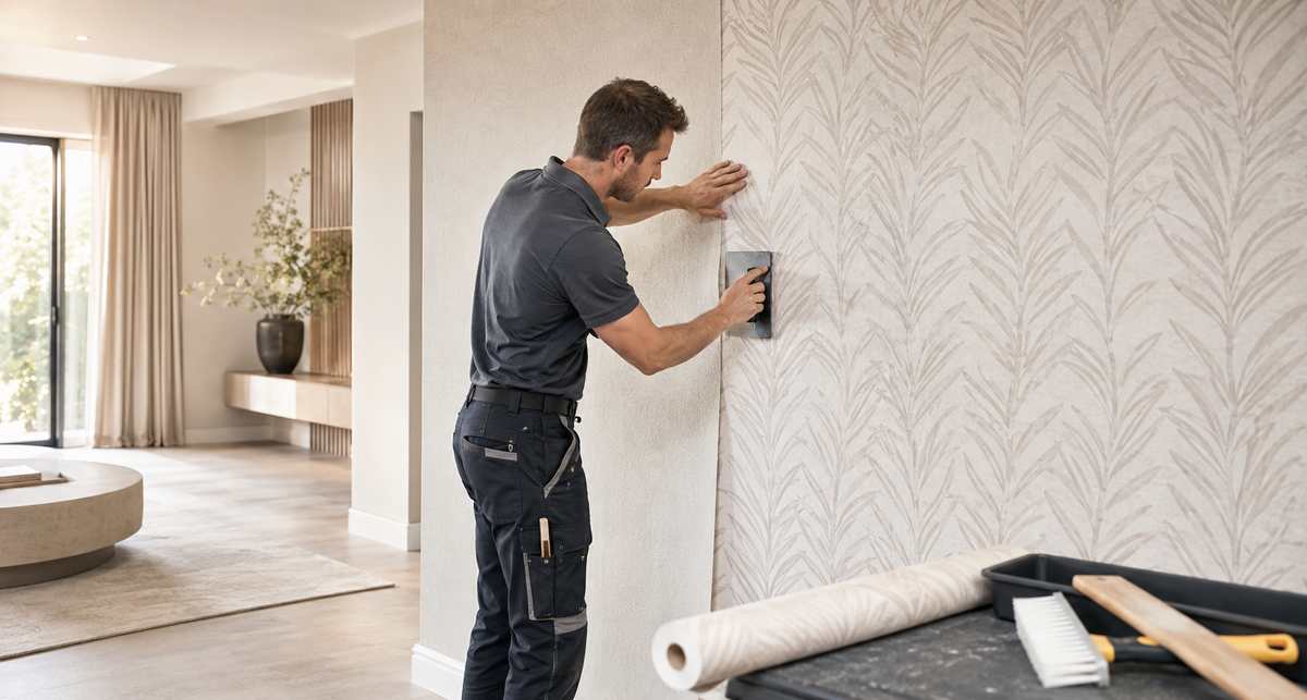 Elegant wallpaper and decorative wall finish